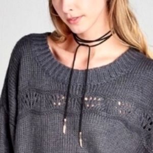 🖤NWT Black Leather Choker Tie